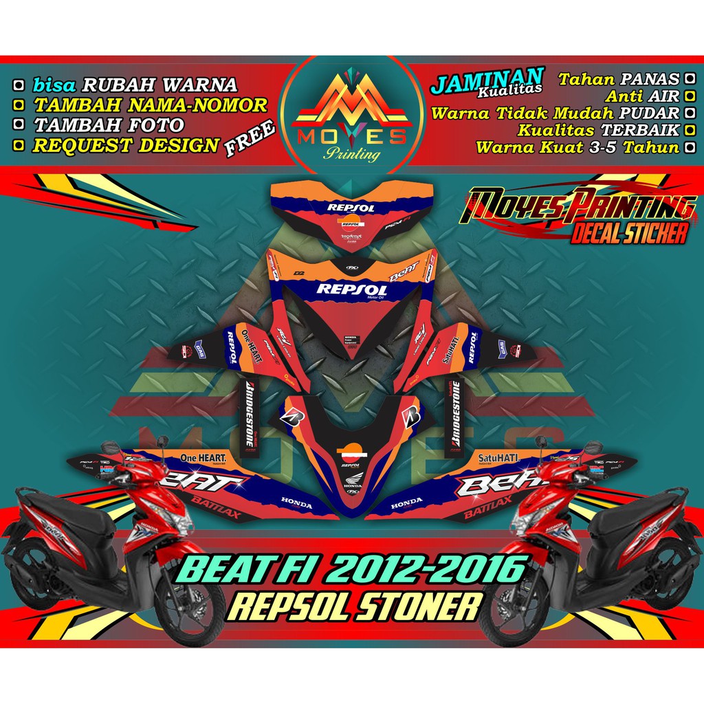 Sticker Decal Honda Beat Fi Stiker Dekal Motor Beat Esp Motif
