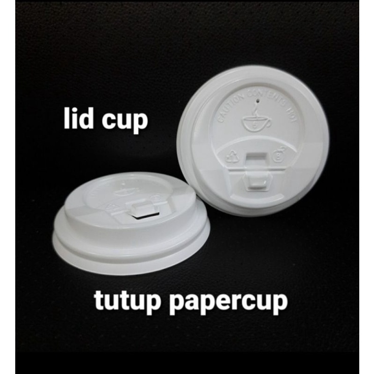 Tutup Gelas / Lid Hot Cup, Paper Cup | Warna HITAM | Ukuran 6,5oz ; 8oz & 9oz || 1 Pack = 50pcs