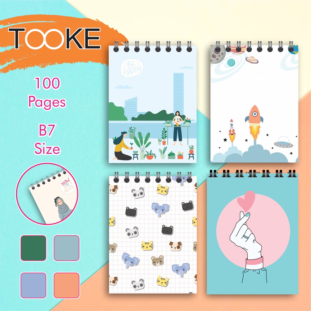 

notebook note book notes book buku catatan diary tulis ring aeshthetic pocket size mini size motif aesthetic bujo isi 50 lbr polos