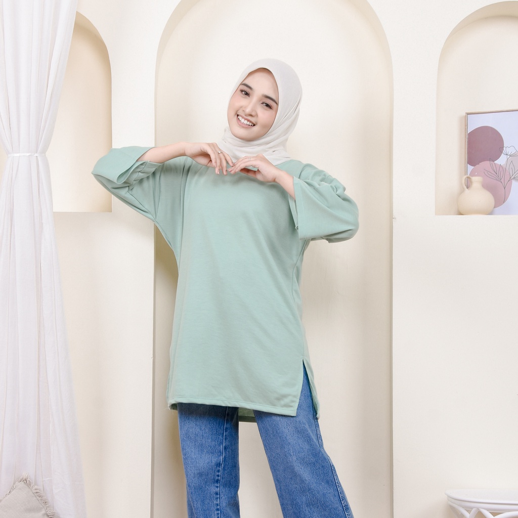 Aira Top Oversize Basic/kaos oversize wanita/kaos oversize bahan baby terry/Atasan wanita kekinian/kaos muslimah