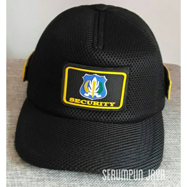 TOPI SECURITY LOGO BIRU -TOPI SECURITY 3 PATCH LOGO BIRU VELCRO JARING DOUBLE MESH