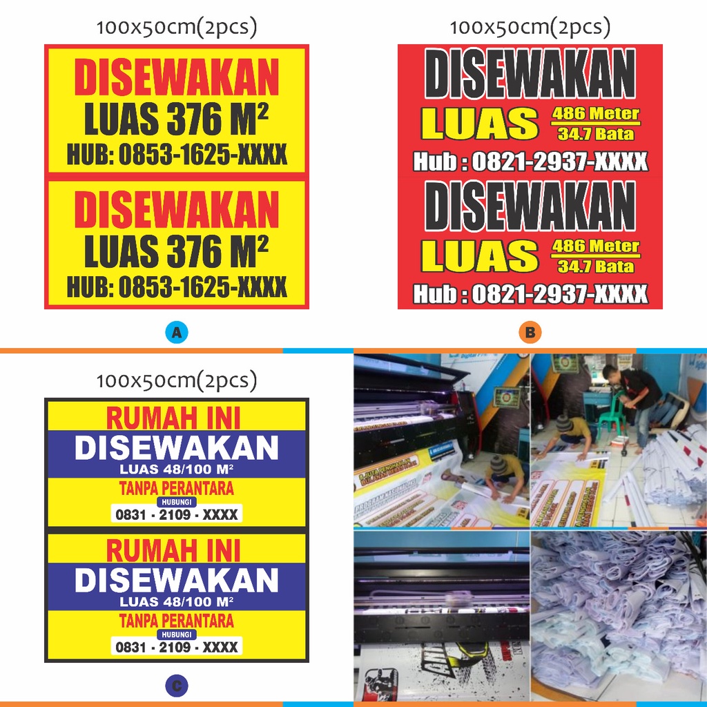 SPANDUK RUMAH DISEWAKAN 100x50