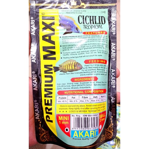 Makanan ikan Pellet AKARI AA PREMIUM MAXI CICHLID TROPICAL 100gr
