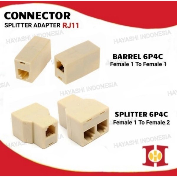 Sambungan Splitter ADSL Socket Soket Paralel Telepon Telpon RJ11 6P4C - 5pcs