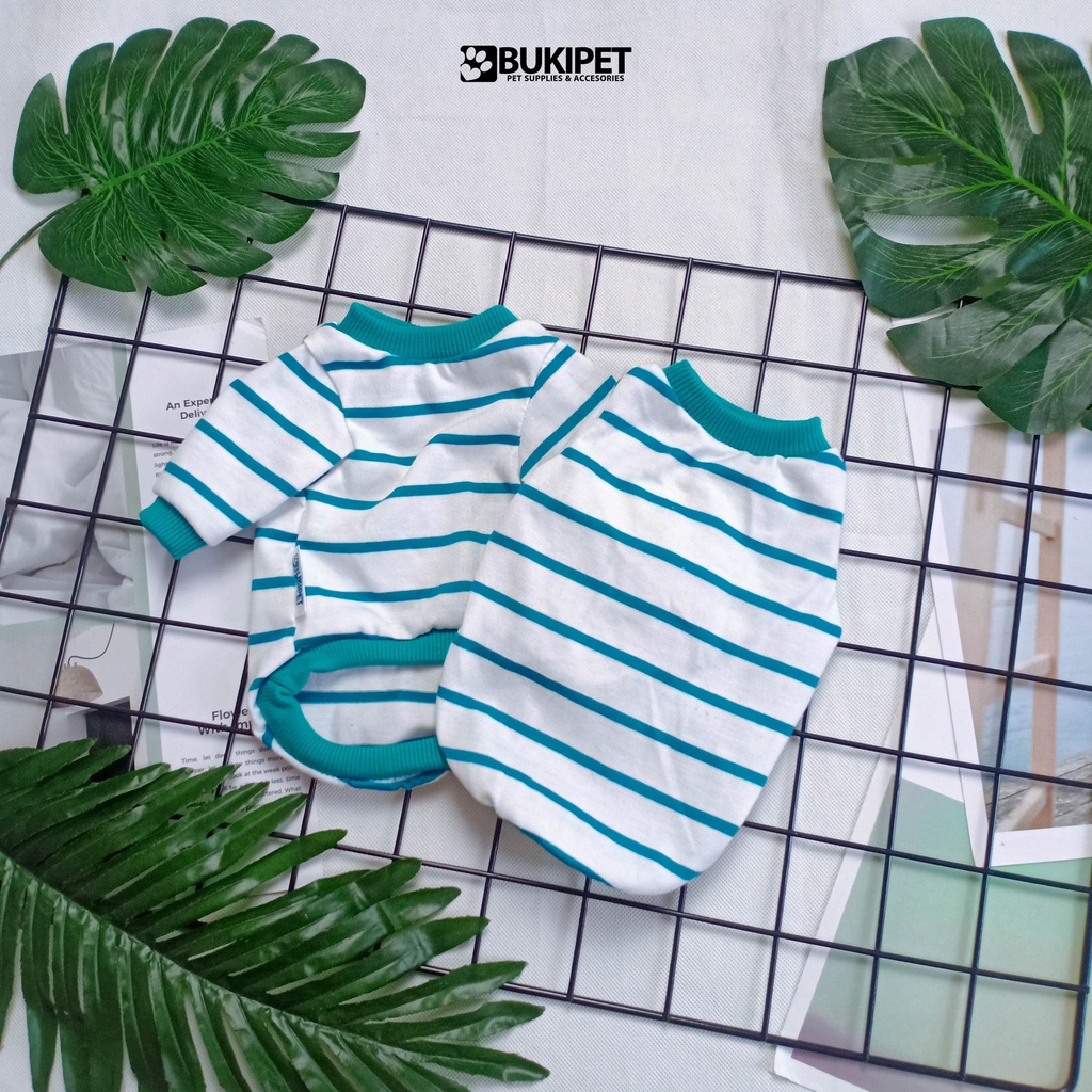 baju kucing anjing kelinci monyet lucu murah aksesoris hewan kecil - BUKI TEE STRIPE WHITE SERIES
