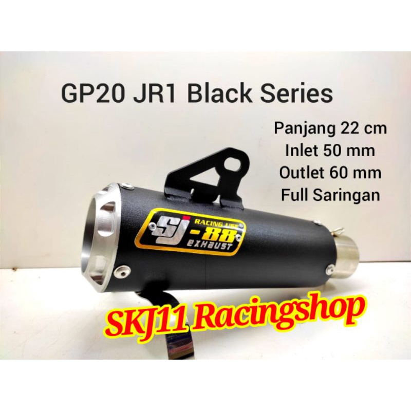 Slincer Silincer Knalpot Racing SJ88 GP20 JR1 Black Series Panjang 22 cm Inlet 50 mm Outlet 60 mm Full Saringan Non cld wrx daytona
