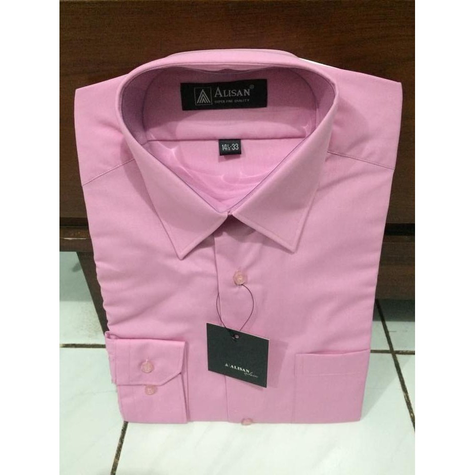 Kemeja Alisan Polos Pink Tua Lengan Panjang 14.5-33 Best Quality