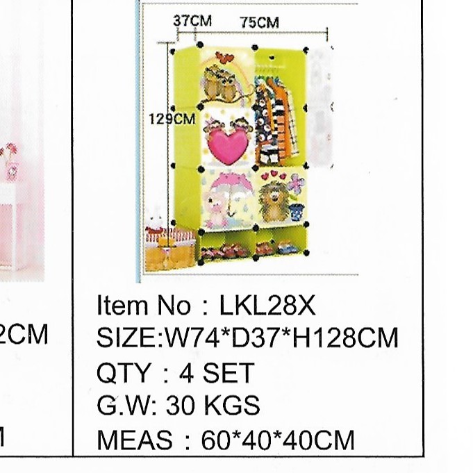 Lemari Pakaian Gantung Plastik Mika Lemari Portable LKL-28X