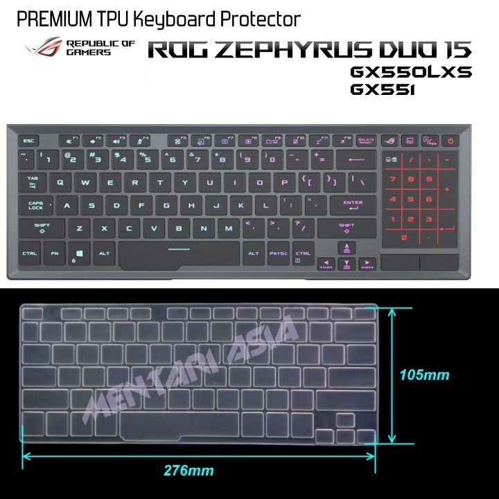 Keyboard Protector ASUS ROG Zephyrus Duo 15 GX550 - PREMIUM TPU Clear