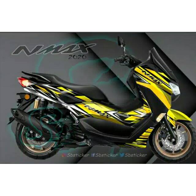 Decal nmax New Variasi Kuning list putih Fullbody