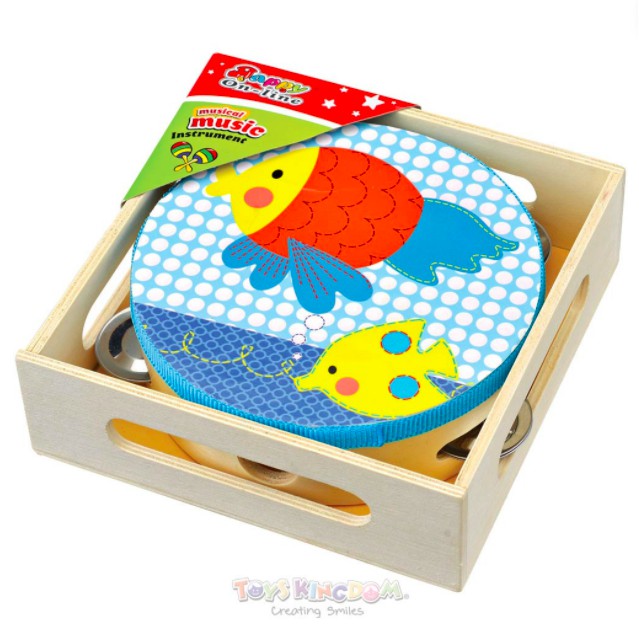 Kiddy Fun Wooden Toys Musical Instruments Wooden Tambourine in Wooden