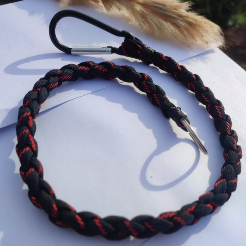 Tali Dompet Pria Keren Tali Anyam Untun Tali Prusik Plus Carabiner