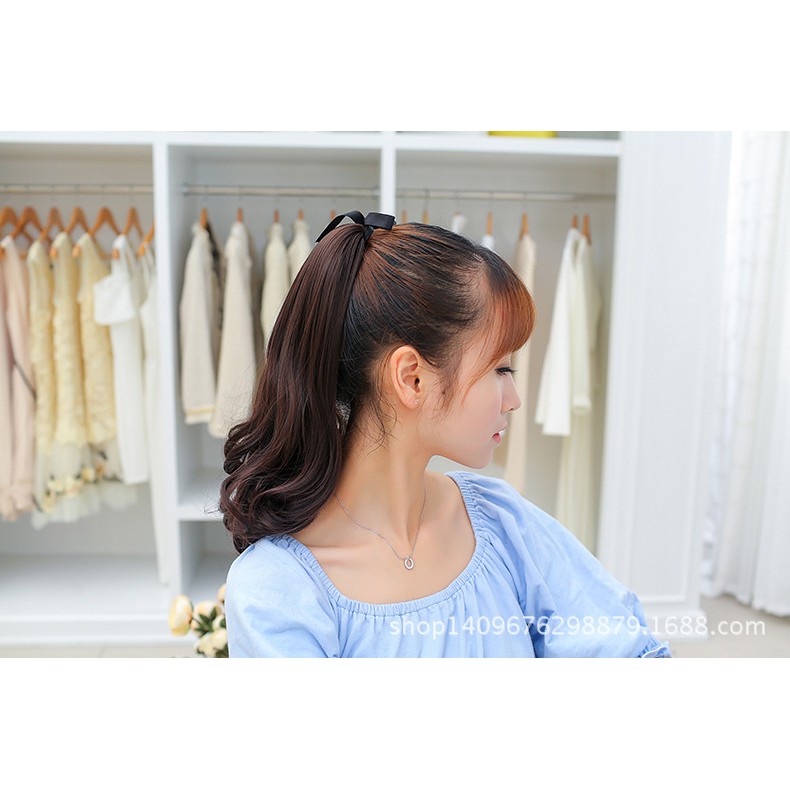 PTW ponytail hair extension wavy curly kunciran ikat ekor kuda rambut palsu panjang