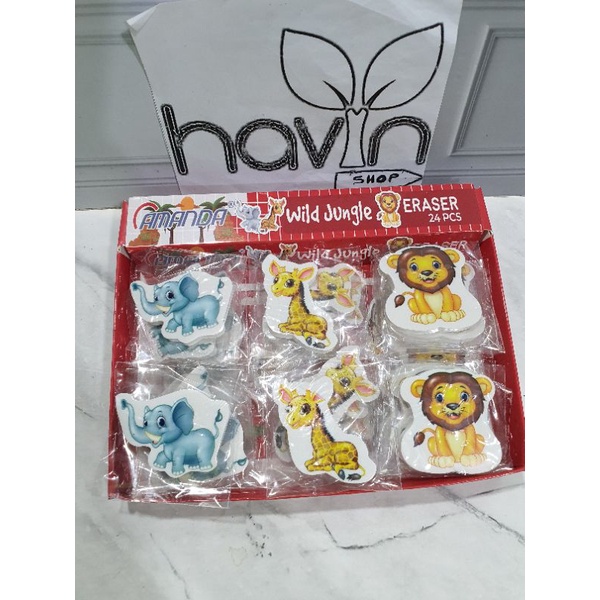 (24pc) penghapus murah/hapusan karakter/stip fancy/OB KECIL-Wild Jungle