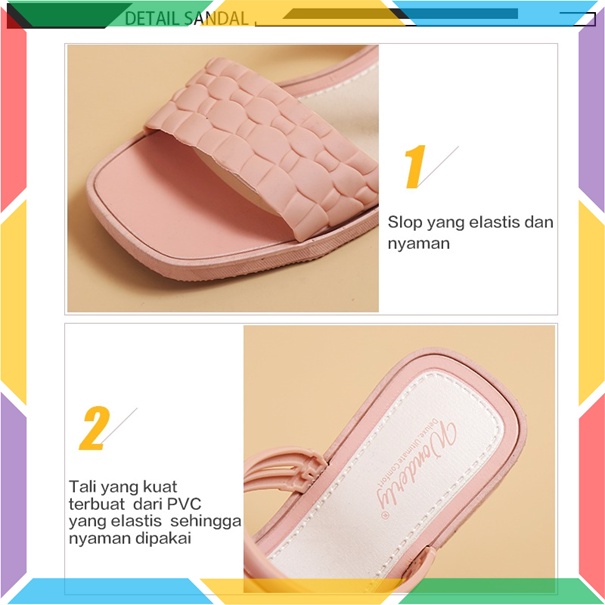 713-2 Sandal Sepatu Wedges Wanita Wonderly Motif Buaya Sendal Slop Jelly Karet Motif Ular Tawana-5