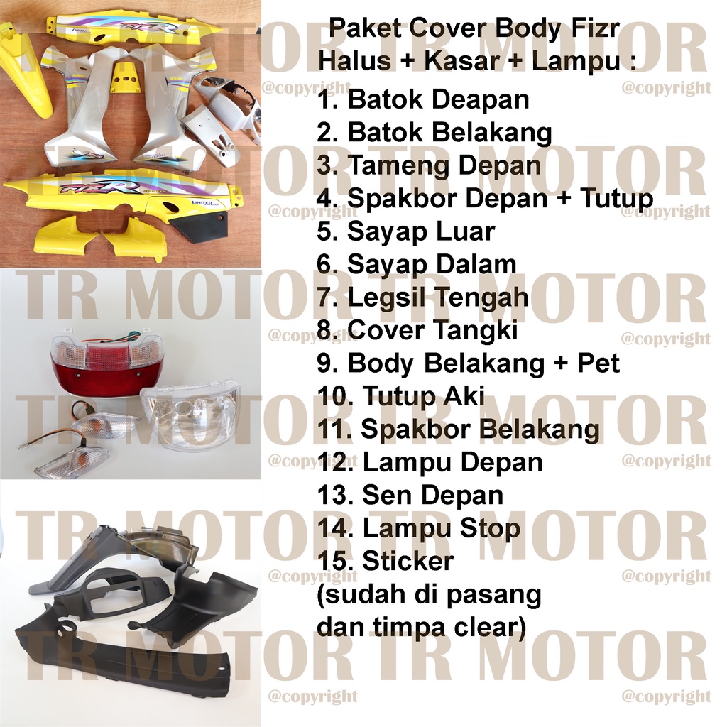 Cover Body Fizr F1zr Limited Edition Kuning Silver Full Set Halus Cover Bodi Yamaha Fiz r