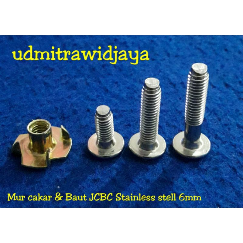 Baut speaker M6 stainless baut mur cakar 6mm baut box speaker baut tirus verseng ss flat L model JCBC accesories speaker miniatur baud salon spiker anti karat