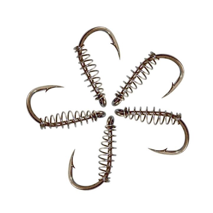 20pcs/lot High Carbon Steel Spring Hook Barbed Swivel Carp Jig Fly Fishing Hooks With Hole