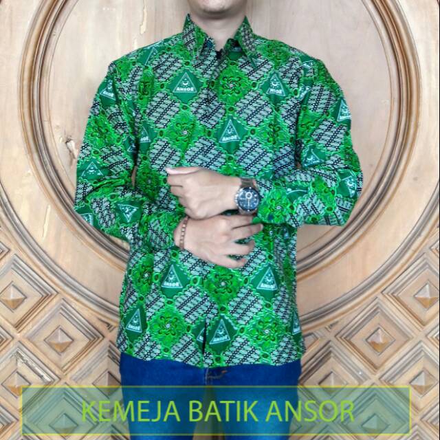 Kemeja Batik Koko Hem NU ANSOR PERGUNU - Kain Katun Saten - Khas Pekalongan