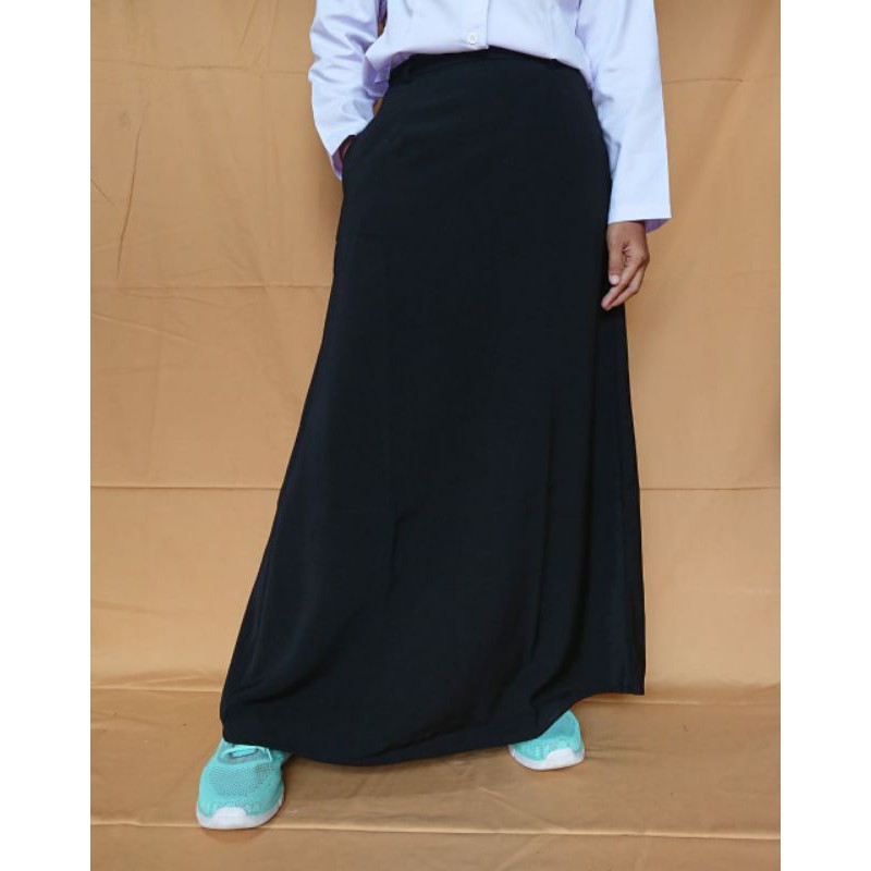 Rok Kerja Panjang Rok Kerja Wanita Pinggang Karet Model A line
