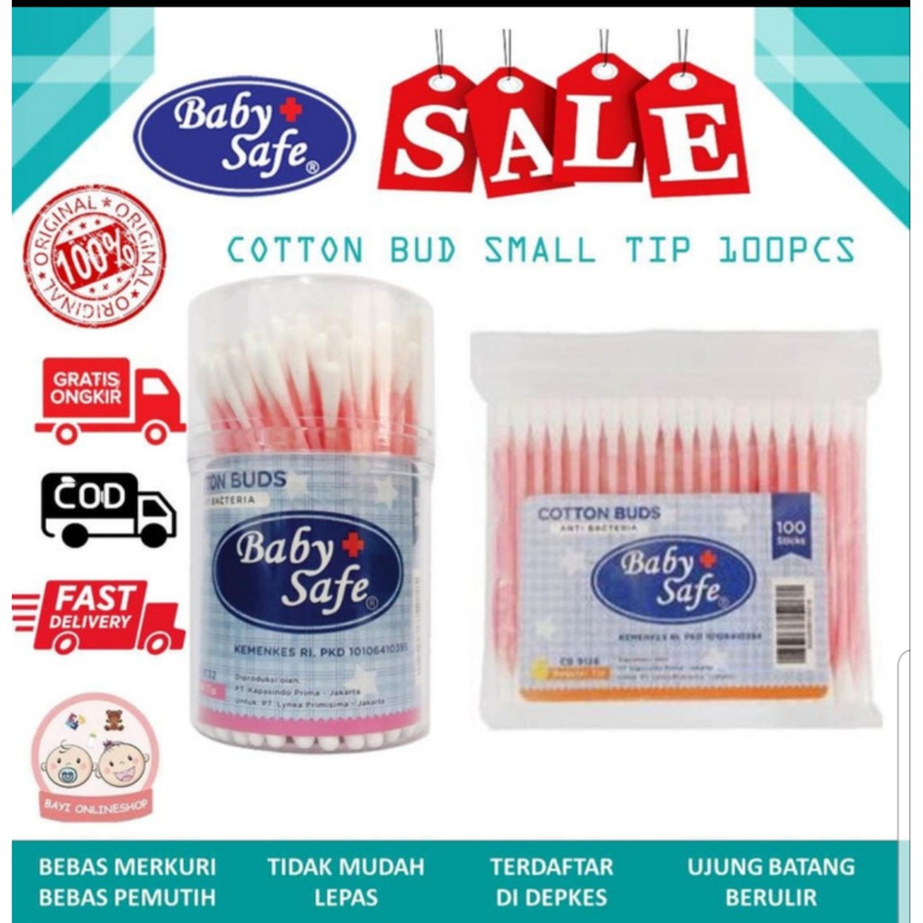 COTTON BUD KAPAS PEMBERSIH KUPING BAYI BABY SAFE 100 PCS Small Tip