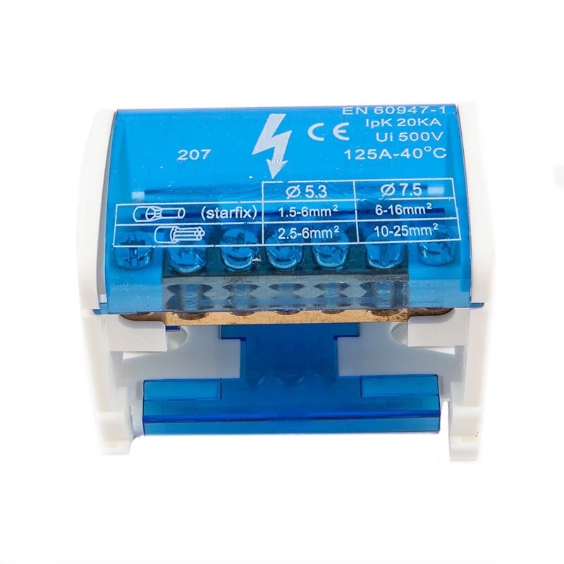 Konektor WKH207 125A 500V Distribution Box DIN Rail Terminal Block JUNCTION BOX