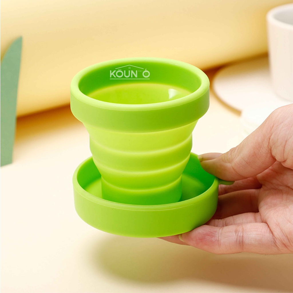 Cangkir Gelas Lipat Tarik Wadah Tempat Minum Silikon Anti Pecah Portable Travel Silicone Folding Cup