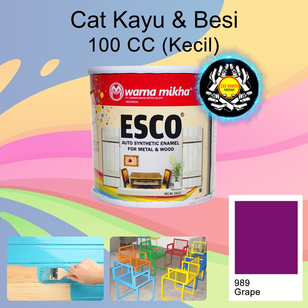 

CAT MINYAK KALENG KECIL WARNA 989 GRAPE UNGU PURPLE ESCO 100 CC 0,1 LITER CAT KUDA TERBANG AVIAN