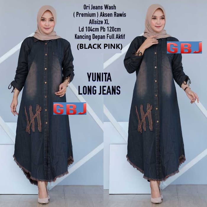YUNITA LONG JEANS VINI TUNIK GROSIR BAJU MURAH SOLO BR