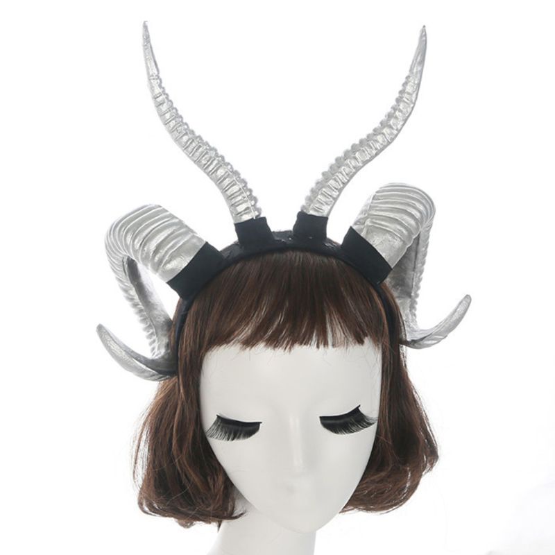 Bando Desain Tanduk Domba Imitasi Gaya Gothic Untuk Kostum Cosplay Anak Dan Dewasa