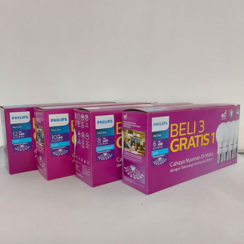 PHILIP 3 GRATIS 1 PAKET 6W 8W 10W 12W HEMAT CAHAYA PUTIH 6500K PROMO PHILIPS PAKETAN 4 PCS NYAMAN DI