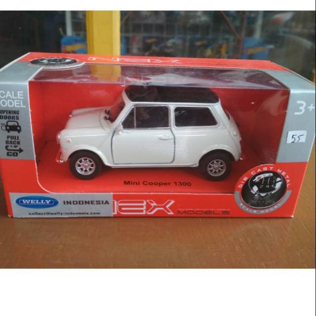 diecast welly mini cooper morris 1300 abu silver skala scale 32 36