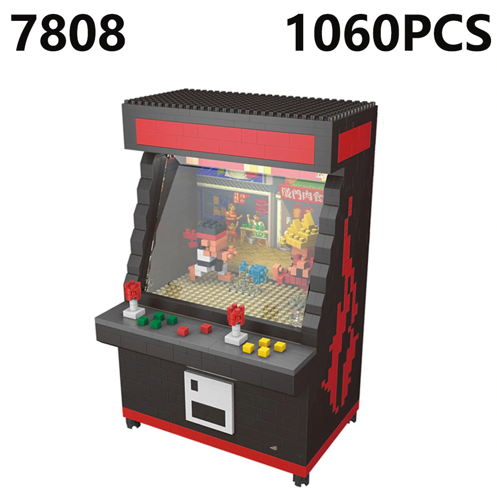 Mainan Lego Anak Game Room Arcade Fighter Game Black Machine 3D Model DIY Diamond Mini Building