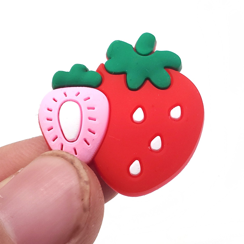 Jibbitz Aksesoris Buah Strawberry / Semangka / Cherry Bahan pvc Bisa Dilepas Untuk Sepatu / Sandal charms