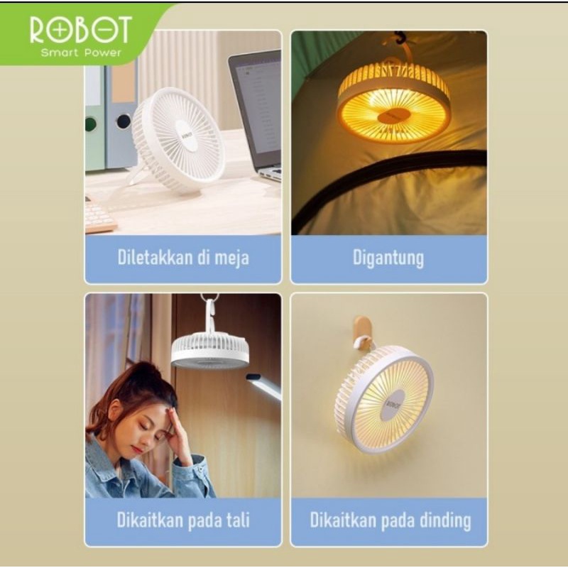 ROBOT USB Portable Mini Fan RT-BF16 4000 mAH Kipas Angin LED