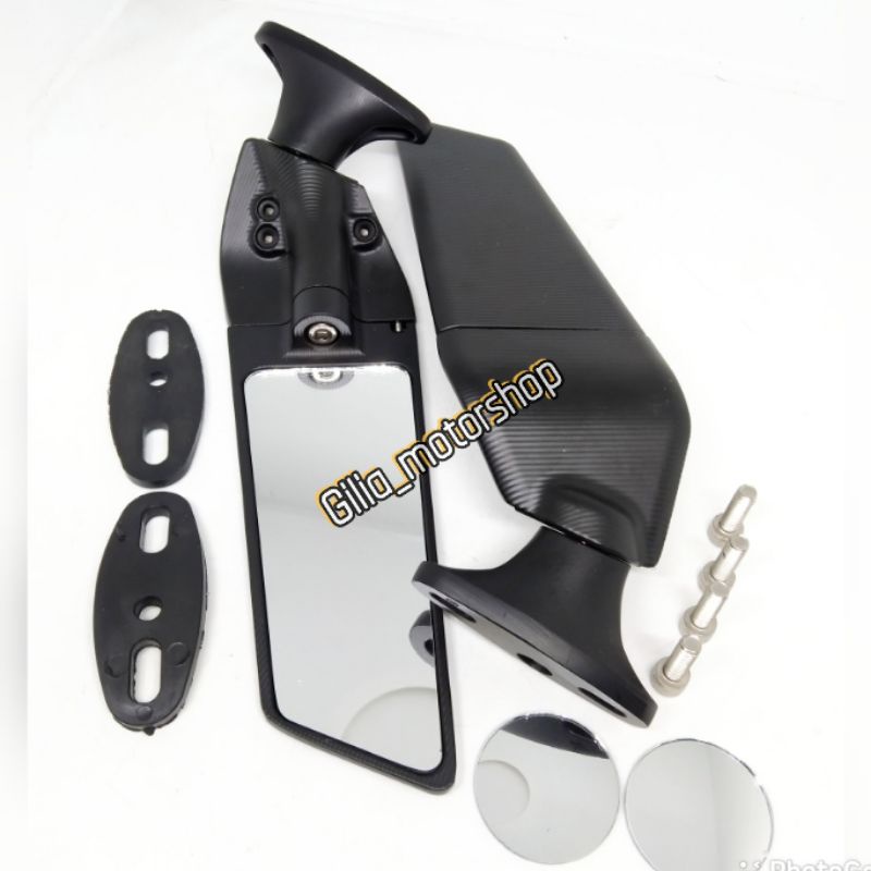 Spion Winglet Stealth Spion Fairing Kaca Besar Model Rizoma Mirror putih CNC Universal Motor Fairing Nmax PCX Lexi Dll