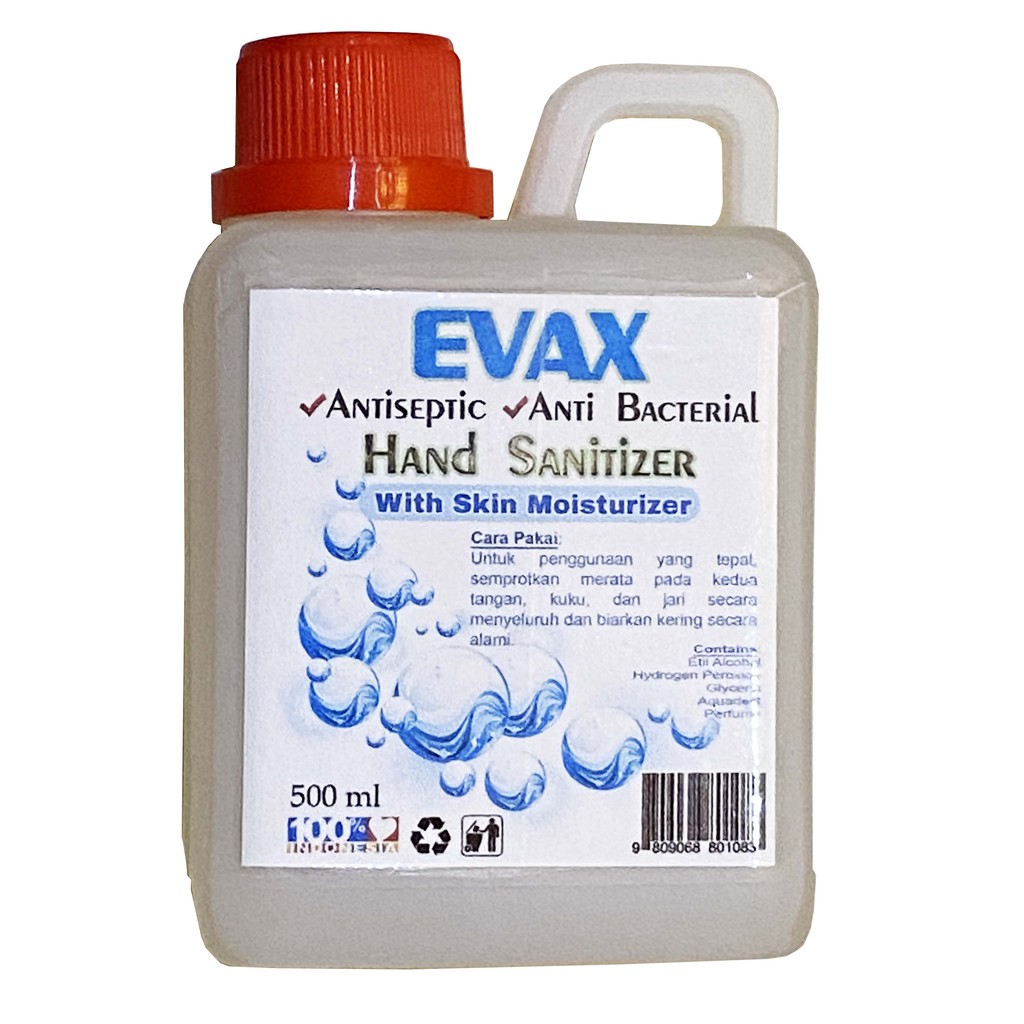 Hand Sanitizer EVAX 500ml Antiseptic cair Anti Bakteri mencegah virus