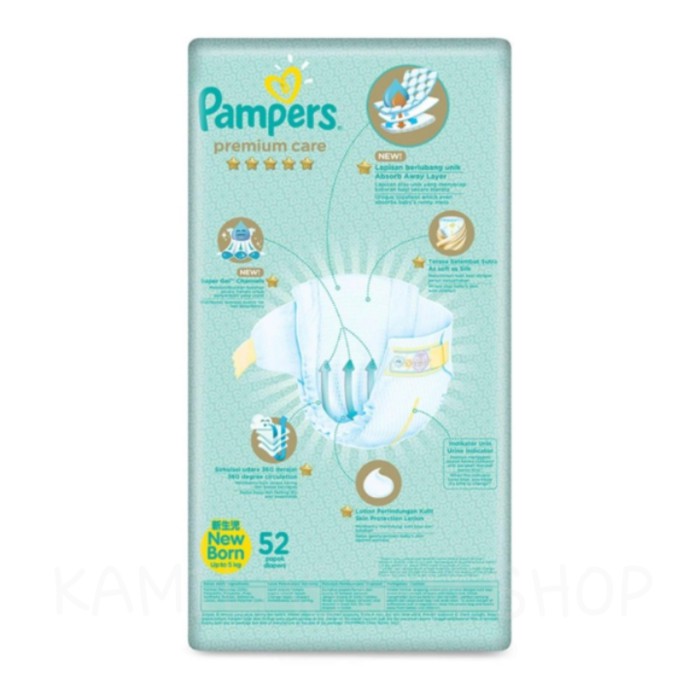 popok bayi diaper bayi Pampers Popok Perekat Premium Care NB-52 / Newborn 52 / NB 52