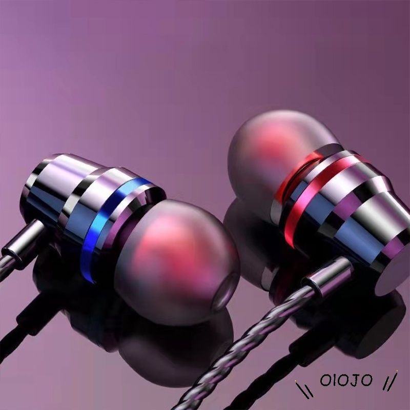 Super Bass Metal Headset Bass Stereo Earphone Headphone Kabel Dengan Mic Telepon Universal - ol