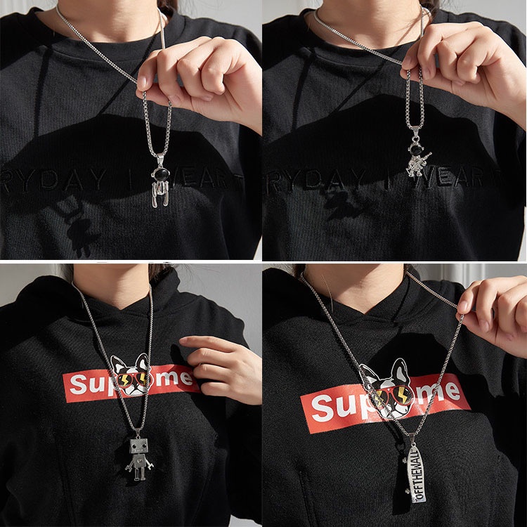 Kalung Rantai Panjang Dengan Liontin Gaya hip hop punk Untuk Pria Dan Wanita