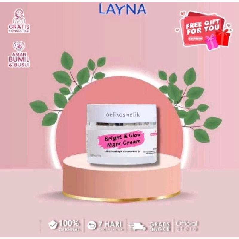 Skincare Glowing, Bright and Glow Night Cream, Brightening, Layna Skincare
