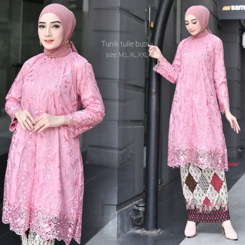 AZURAH SCRAF // KEBAYA MODERN TULLE // KEBAYA TULLE BUSUI // KEBAYA TUNIK TULLE BUSUI // TUNIK TULLE