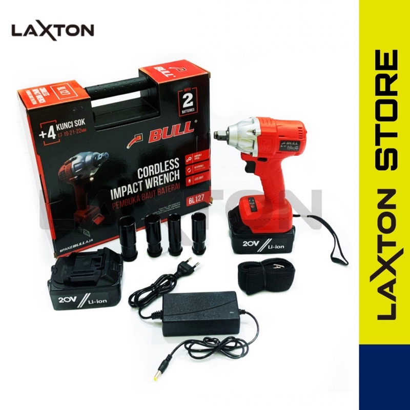 Bull mesin impact wrench cordless pembuka baut baterai BL127