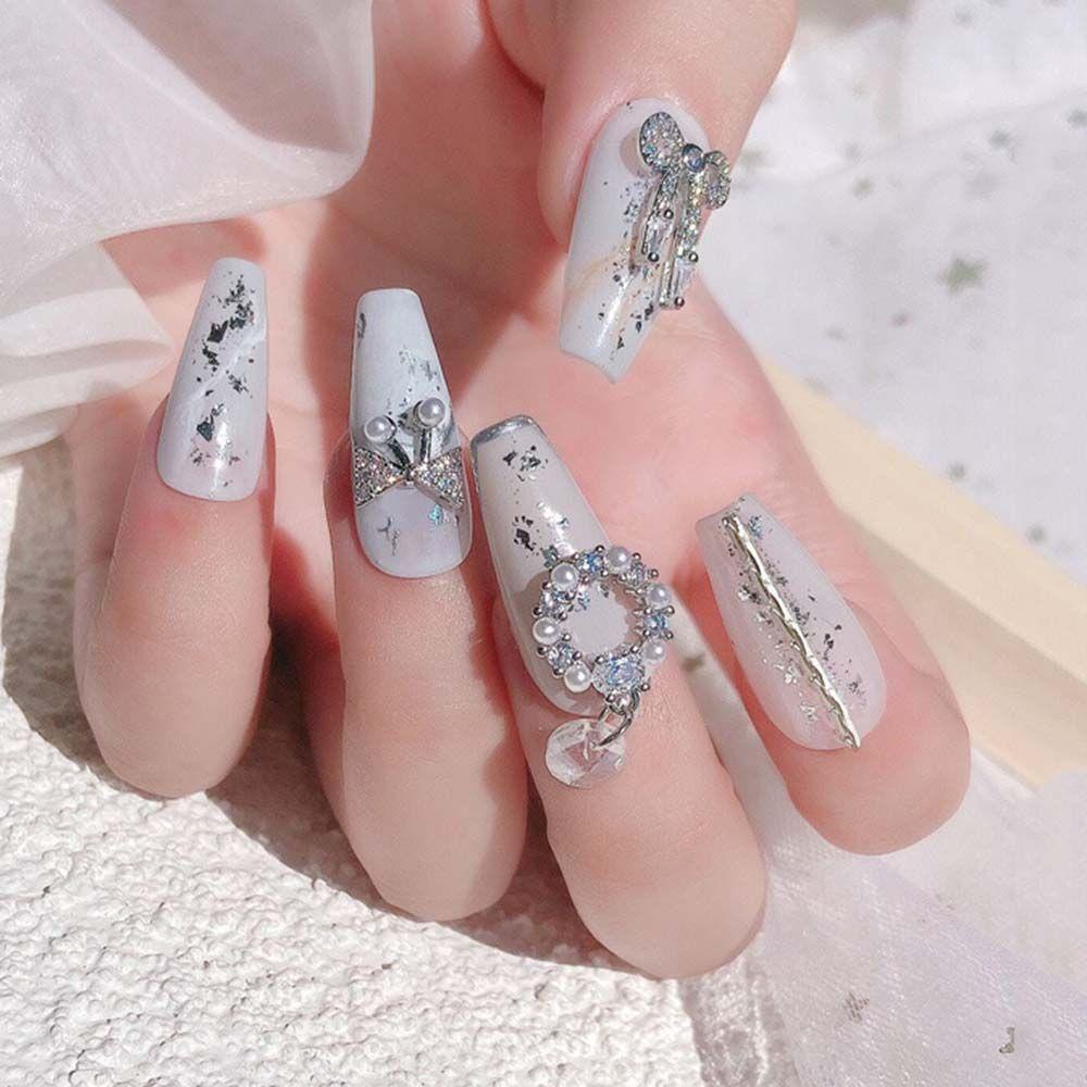 AUGUSTINA Agustin 3D Dekorasi Nail Art Flash Gadis Cinta Liontin Kupu-Kupu Ikatan Simpul Jepang DIY Perhiasan Kuku