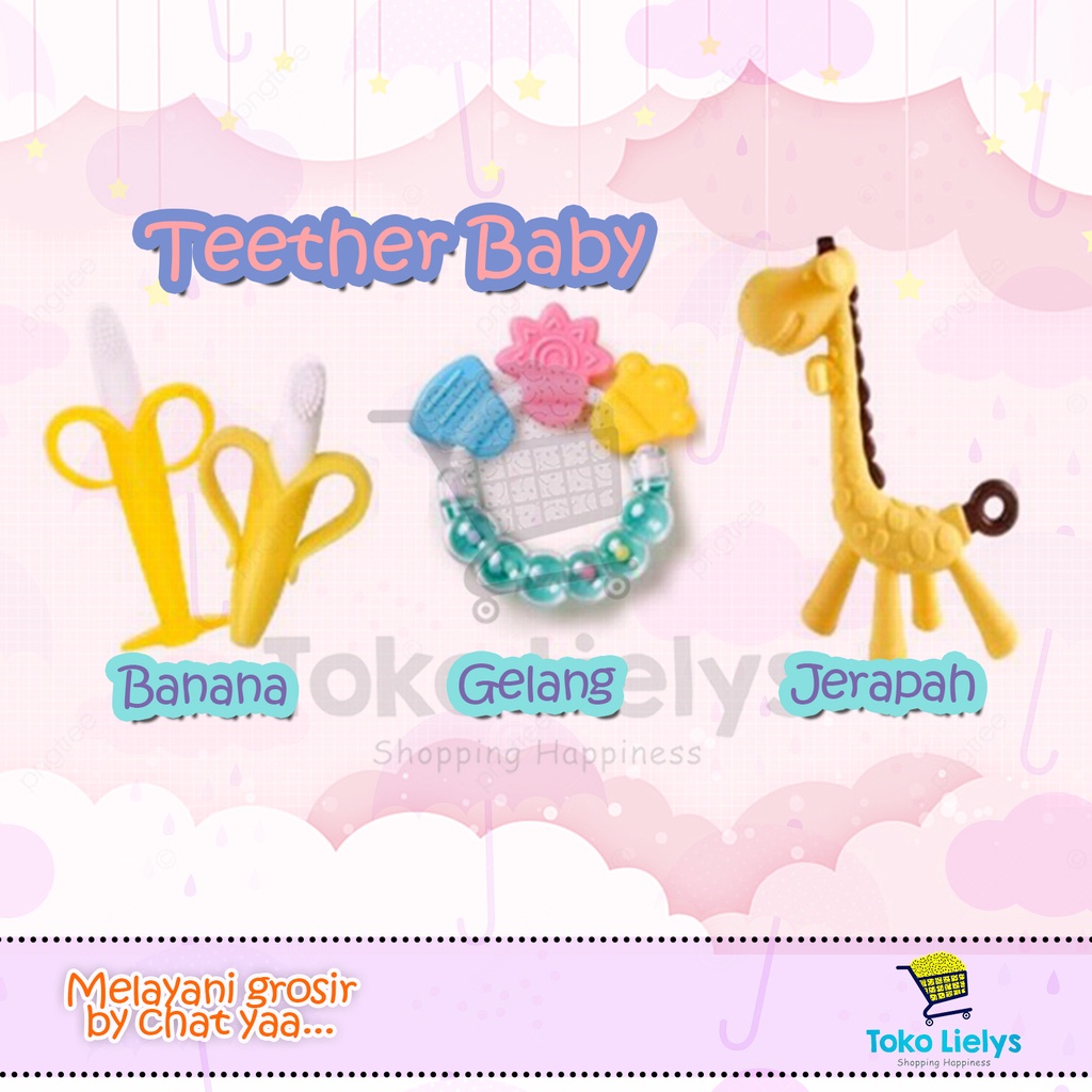 Teether Bayi Import MURAH Kerincingan Bulat / Mainan Gigitan Bayi / Teether Banana / Teether Jerapah