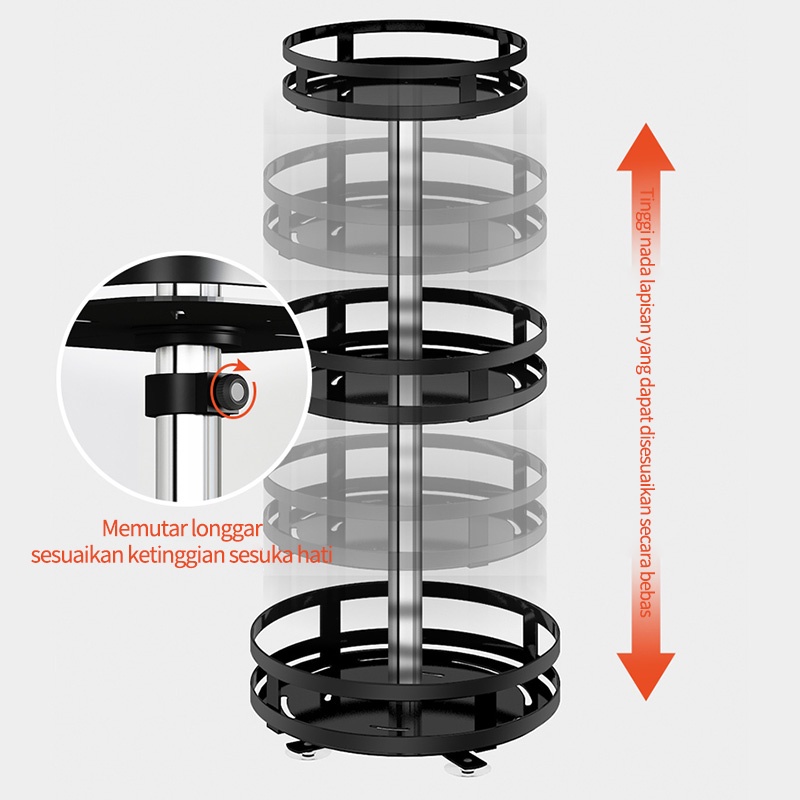 Rak Bumbu Putar Berputar 360 Derajat Rak Bumbu Dapur Stainless Rotate Kitchen Spice Rack Organizer