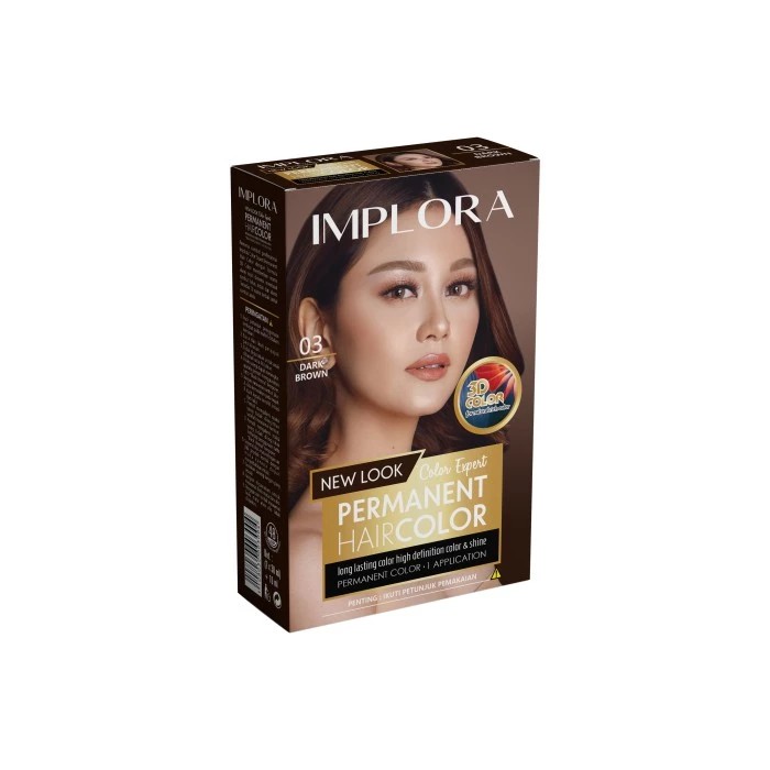 ❤ BELIA ❤ IMPLORA New Permanent Hair Color Semir Rambut (✔️BPOM)-H.Color 03 DarkBrown