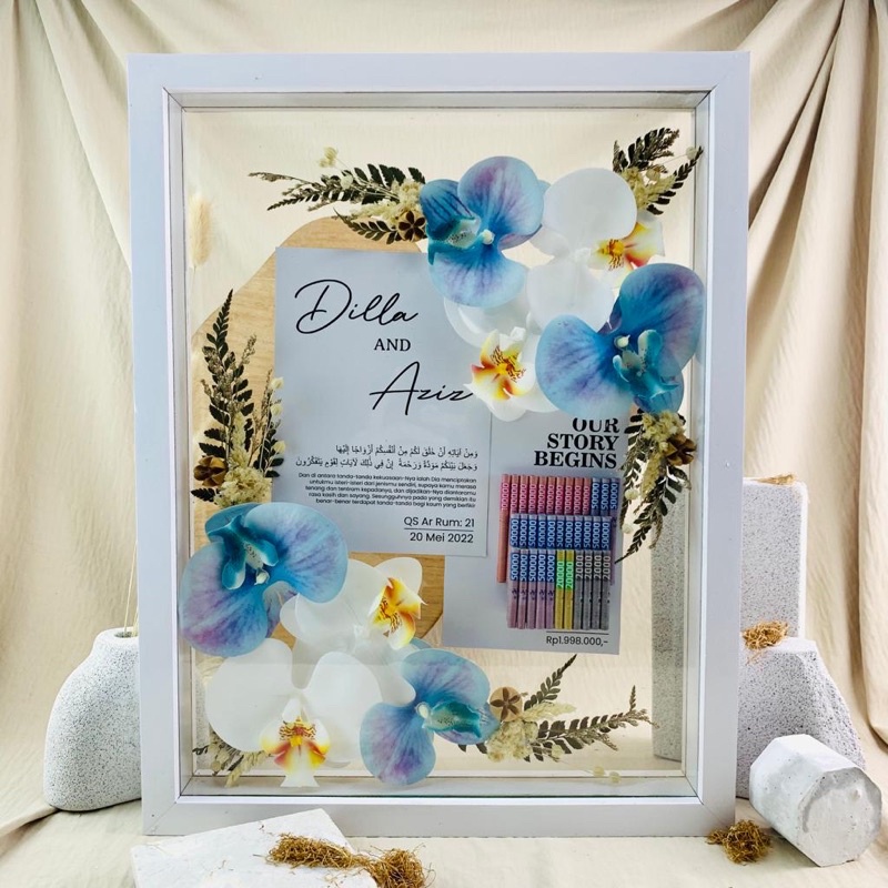 MAHAR ANGGREK RUSTIC PIGURA TRANSPARAN 30 X 40 CM KADO HADIAH UNTUK BESTIE | KADO COWOK | HADIAH CEW
