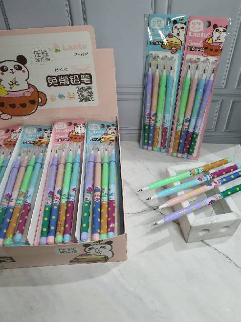 pensil lantu susun bensia (1 set=4pc)/pensil susun/pensil bensia lucu /pencil lantu/lantu/bensia-3