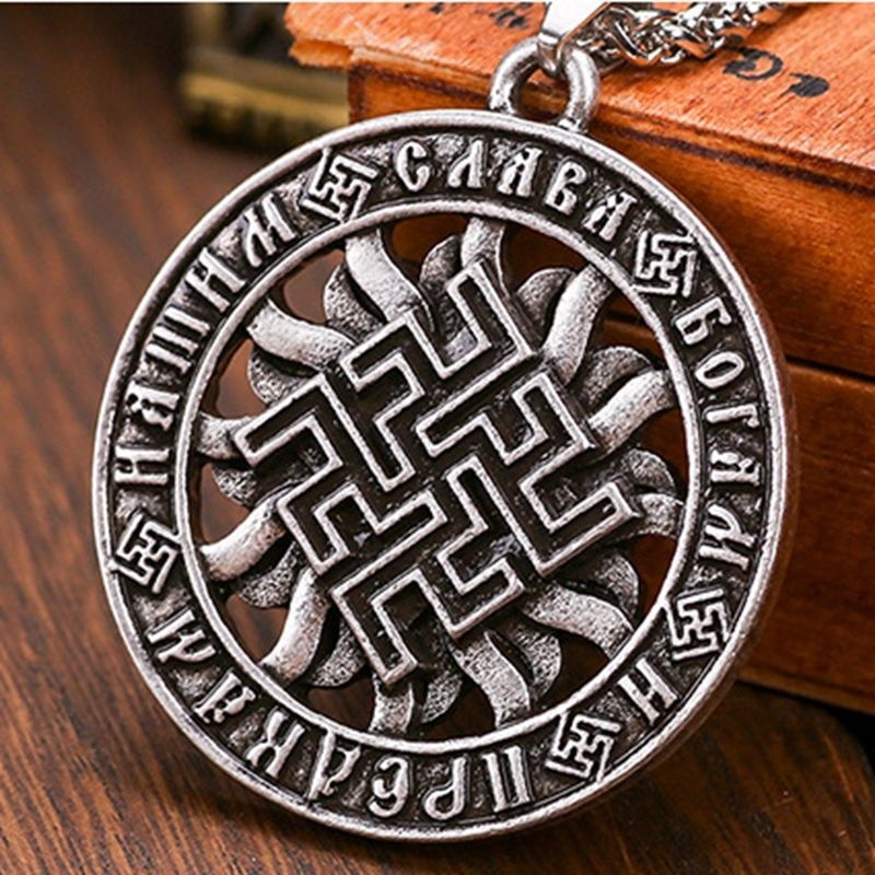 Kalung Liontin Jimat Rune Bahan Stainless Steel 316L Gaya Punk Viking Untuk Pria